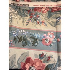 Vintage Waverly Carolina Rose Fabric Floral Stripe Cottagecore Grandmillennial