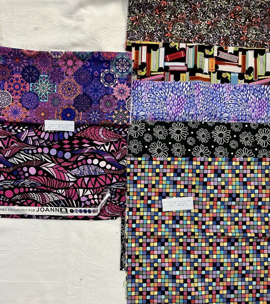 joann fabrics cotton fabric 2-11”x44”, 5- 10”x44”