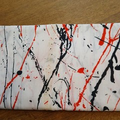 Vintage Coordinating Cotton Fabrics Red Solid & Red White Black Print 3 Yards