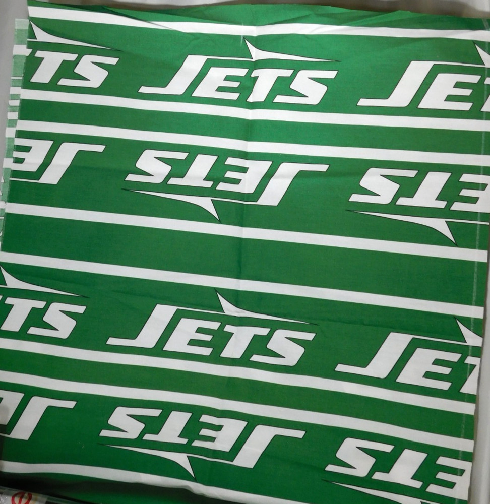 New York Jets old logo NFL Cotton Fabric 3pc = aprox 6yds total Remnant OOP NOS