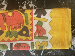 vintage 70s material – tribal / global / boho cotton fabric sheet – 88.5″ x 86″