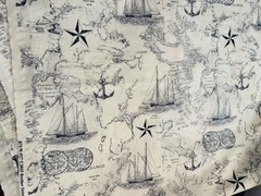 Brother Sister Studio Cotton Fabric Schooner Nautical Ocean Map Anchor Old World