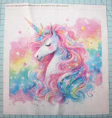 Fabric Panel 8″X8″ Unicorn 100% Cotton Quilt Square Block ET680