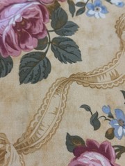 Bed Of Roses Fabric Floral Mauve Pink Green Gold Blue French Country 54″X 2 Yrd+