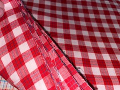 1/2 Yd X 44″ Red White w/Blue Stripes Homespun Plaid Cotton Fabric BTHY