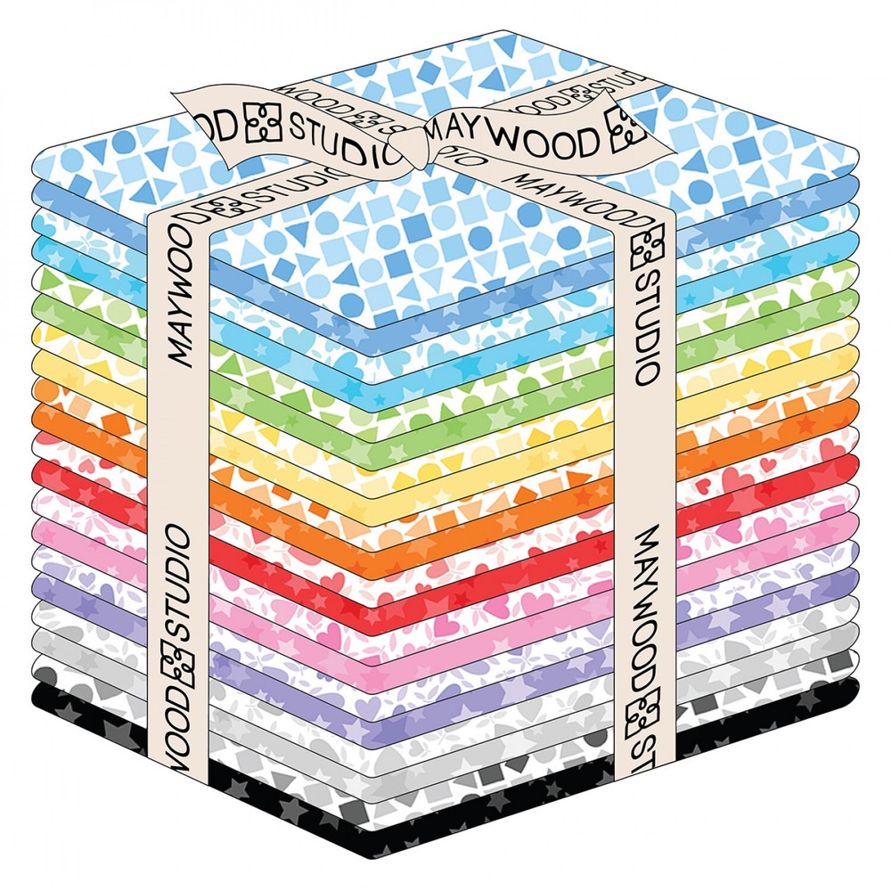 Playtime Flannel By Maywood Studio Fat Quarter Bundle – Stars, Hearts and Shapes