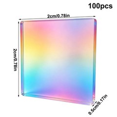 Holographic Acrylic Squares 100 Pieces Colorful High-Clarity Mini