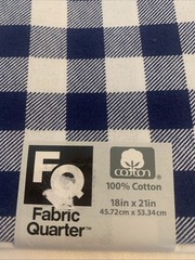 Cotton Fabric Fat Quarter Blue white large check for Quilting Crafts gingham