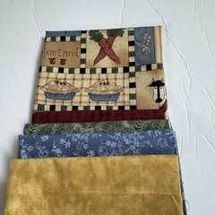 Cotton Quilting Fabric 5 Fat Quarters Bundles Farm Red Blue Green 102