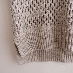 PRISTINE Cotton Yak Linen Mesh Knit V-Neck Vest Size M