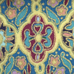 Tiny Flowers Mosaic Tiles Mini Print Metallic Gold Hi-Fashion Cotton Fabric BTY