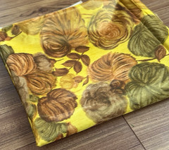 Vintage MCM 50s 60s Golden Yellow Floral Silk Fabric 2 yards + 6″ L x 36″W