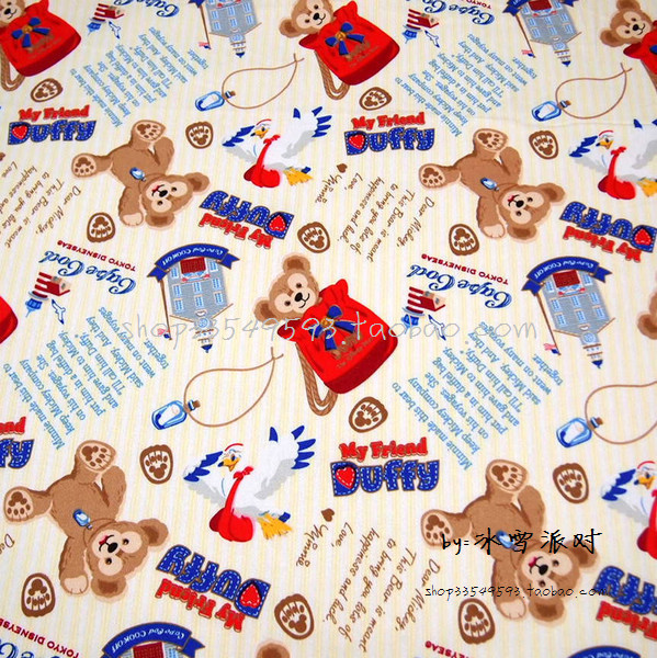 140*100cm Duffy Bear Pattern Cotton Sewing Fabric DIY Handmade Material