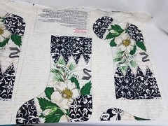 Joyeux Noel Red Poinsettia & White Magnolia Christmas Stockings Fabric Panel