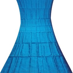 Vintage Blue 100% Pure Silk Handloom Sari Remnant 5YD Craft Fabric Silk Scrap