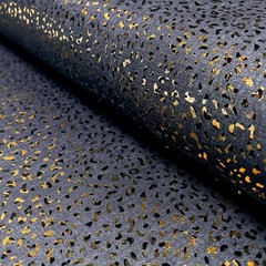 1m x 1.48m Jeans Fabric Foil Print Dark Blue Leopard Print Gold