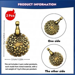 2 Pcs Yarn Cutter Pendant Set, Antique 1.77*1.22 inches, copper