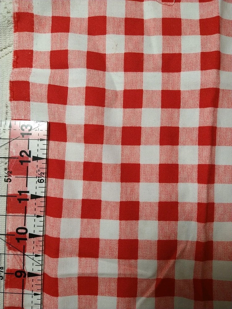 REMNANT Pioneer Woman Floral Cotton Red Gingham 18″ x 8″ plus