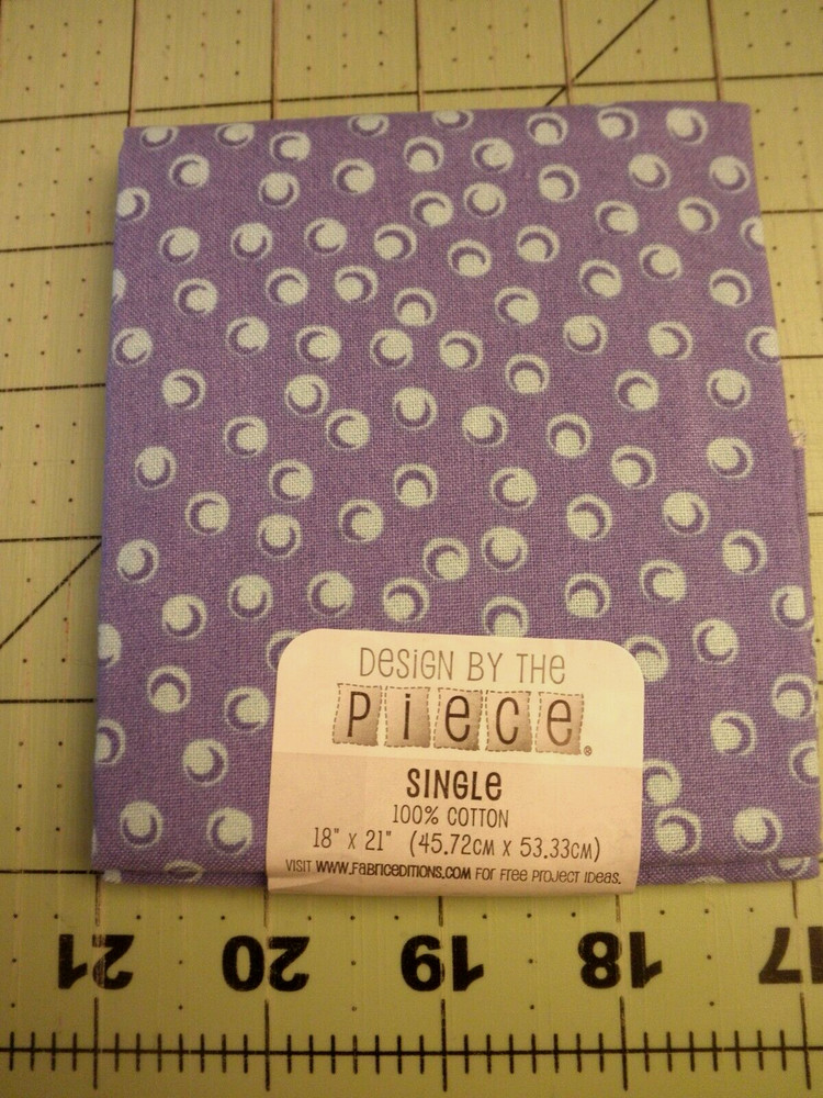 Design by the Piece Purple Fat Quarter with light blue circles, FREE SHIPPING