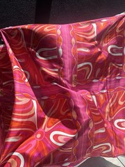 Italian Deadstock 100% Silk Twill 60 GSM Fabric Panel 22”x44” Emilio Pucci Logo