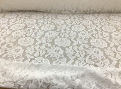 Embroidered Stretch Lace Apparel Fabric Sheer Floral Salt White HH210