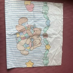 Vintage baby fabric gender neutral pastels Bears Patchwork Multicolor Hearts