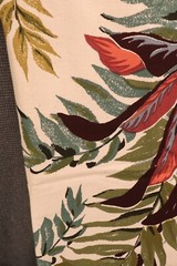 36″ L x 50″W Vintage Tropicana Hand Printed Fabric Large Tropical Flower Leaf