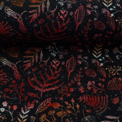 1M X 1.50M Autumn Fruits Red-Brown French Terry Christiane Zielinski Fabric