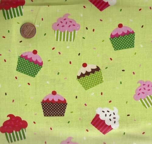 Confections pretty cupcakes frosting green kitchen Kaufman food fabric