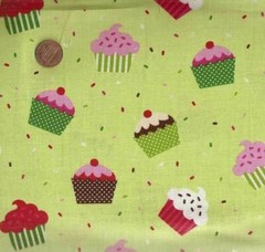 Confections pretty cupcakes frosting green kitchen Kaufman food fabric