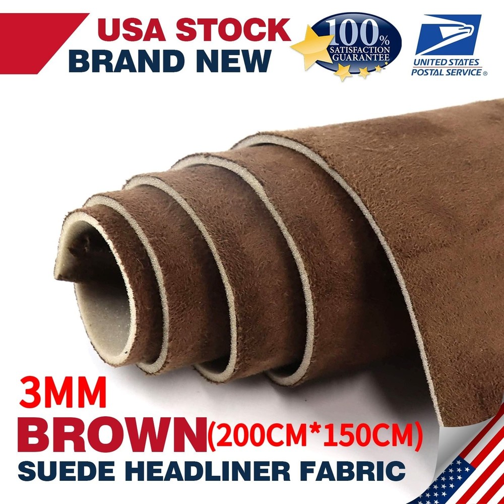 Premium 3MM Brown 200cm*150cm Headliner Fabric Foam Backed Upholstery Suede