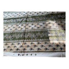 Rose Toile Stripe by Lakehouse LH Cotton Florals Beige, Green and Black 1.5 Yard