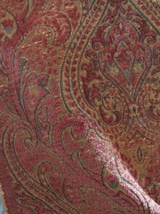 3 yds 2pc Vintage Paisley CHENILLE Rust & Black Jacquard Heavy Upholstery Fabric