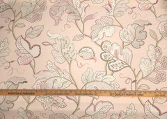 P Kaufmann LUNA PINK PEARL Blush Faux Embroidery Floral Drapery Uph Fabric