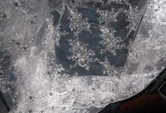 SILVER BEADED EMBROIDERED NET LACE FABRIC, BRIDAL LACE, SEQUINS, 137 CM width