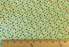 “The Cat Party” Polka Dot Fabric By Red Rooster Fabrics Green White Orange BTHY