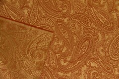 Discount Fabric JACQUARD Terra Cotta on Gold Paisley Drapery Fabric
