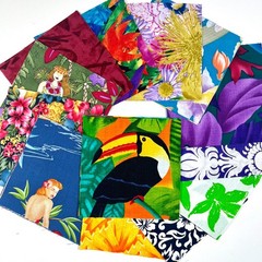 Hawaiian Fabric Charm Pack 5″ Squares, Qty. 42, 100% Cotton, Tropical Vacation