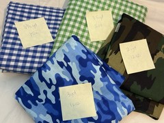 13+ yards Fabric Lot Multicolor Camouflage & Gingham Assorted Cuts #110
