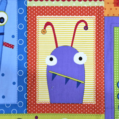 Googlies Monsters Cheater Quilt Blocks Juvenile Cotton Fabric Benartex 1.5 YDS
