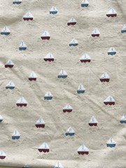 Sailboats Sewing Quilting Fabric Tan Red White Blue Cotton 51.5″ x 44″