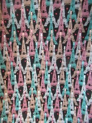 Paris Eiffel Tower Cotton Fabric AMP “EIFFEL FOR YOU” VTG RARE 1Y8″X42″