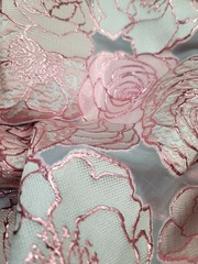 Blush Pink Metallic Floral Brocade Fabric Sold By The Yard On White Organza