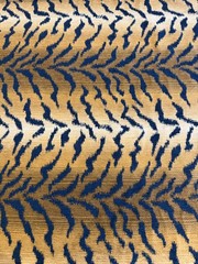 kravet Design Crypton Home tiger Stripe Upholstery Fabric Blue Gold 4 yards