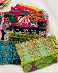 Vintage Embroidered Sari Scraps Bohemian Decorative Swatches Junk Journal Scraps