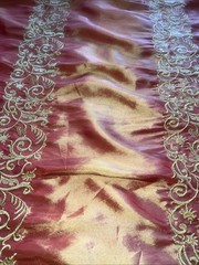 FAUX SILK EMBROIDERED 58” DRAPERY UPHOLSTERY Sold By The Yard