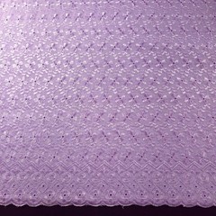 Lilac Purple Polycotton Eyelet Fabric Embroidered Floral Scalloped 40″ 190 GSM