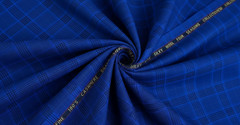 Blue Windowpane Checked Plaid Suiting Fabric Cashmere Wool