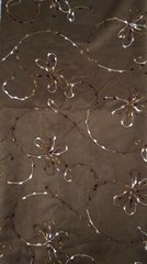 Brown Faux Suede Fabric Floral Fancy Dress 2 3/4 YARDS Sari Embellished