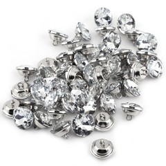 Diamante Silver Rhinestone Crystal Round Buttons Sewing Craft (20mm) CHU